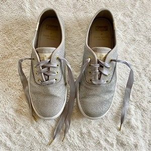 Kate Spade Keds Silver Sparkle Lace Up
